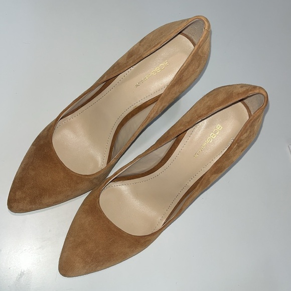 BCBGeneration PL Clarice x camel tan suede stacked 4” heel point toe sz 10 - Picture 11 of 13